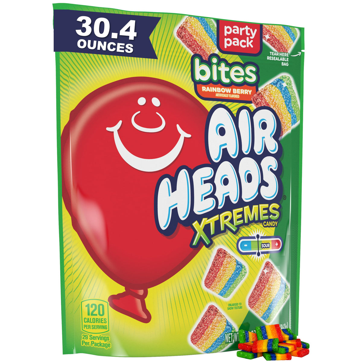 Airheads Xtremes Sour Candy Bites, Rainbow Berry, 30.4 oz Bulk Bag – Nut Free and Peanut Free Classroom Safe Individually Wrapped Chewy Treats