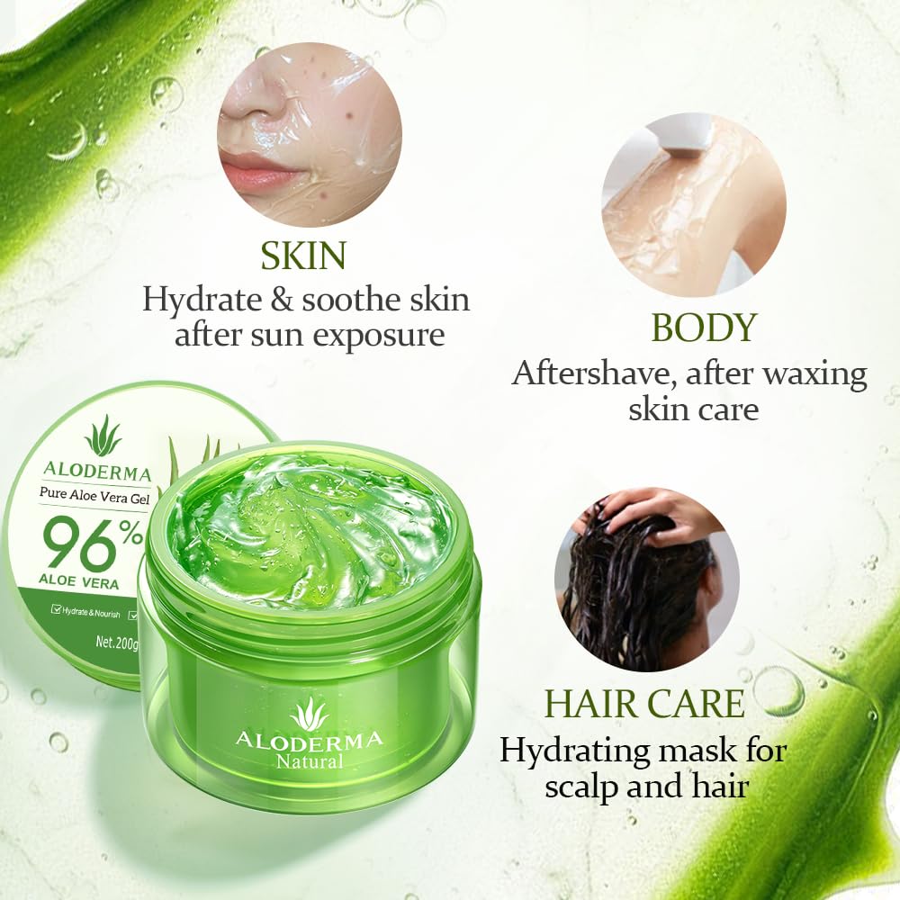 Aloderma Aloe Vera Gel – Housewarming Spa Gift for Her, 3-Pack Clean Beauty Favorites