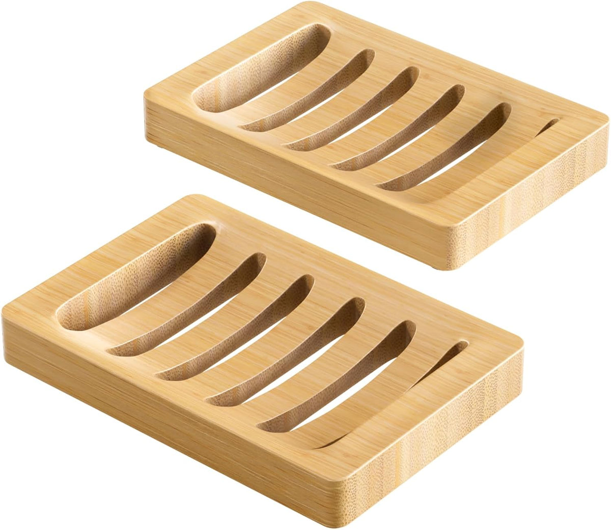 AmazerBath Bar Soap Dish 2 Pack – Simple Bamboo Tray for Less Is More Home Styling