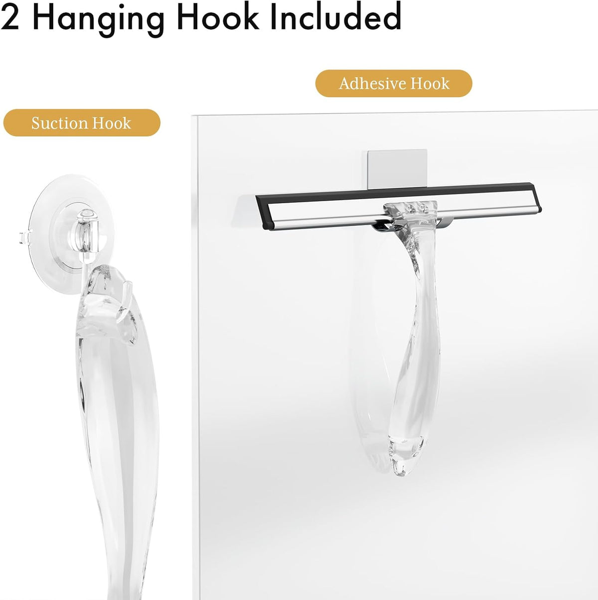 AmazerBath Clear Squeegee with Suction Hook – Neutral, Less-Is-More Design for Modern Glass and Tile Spaces