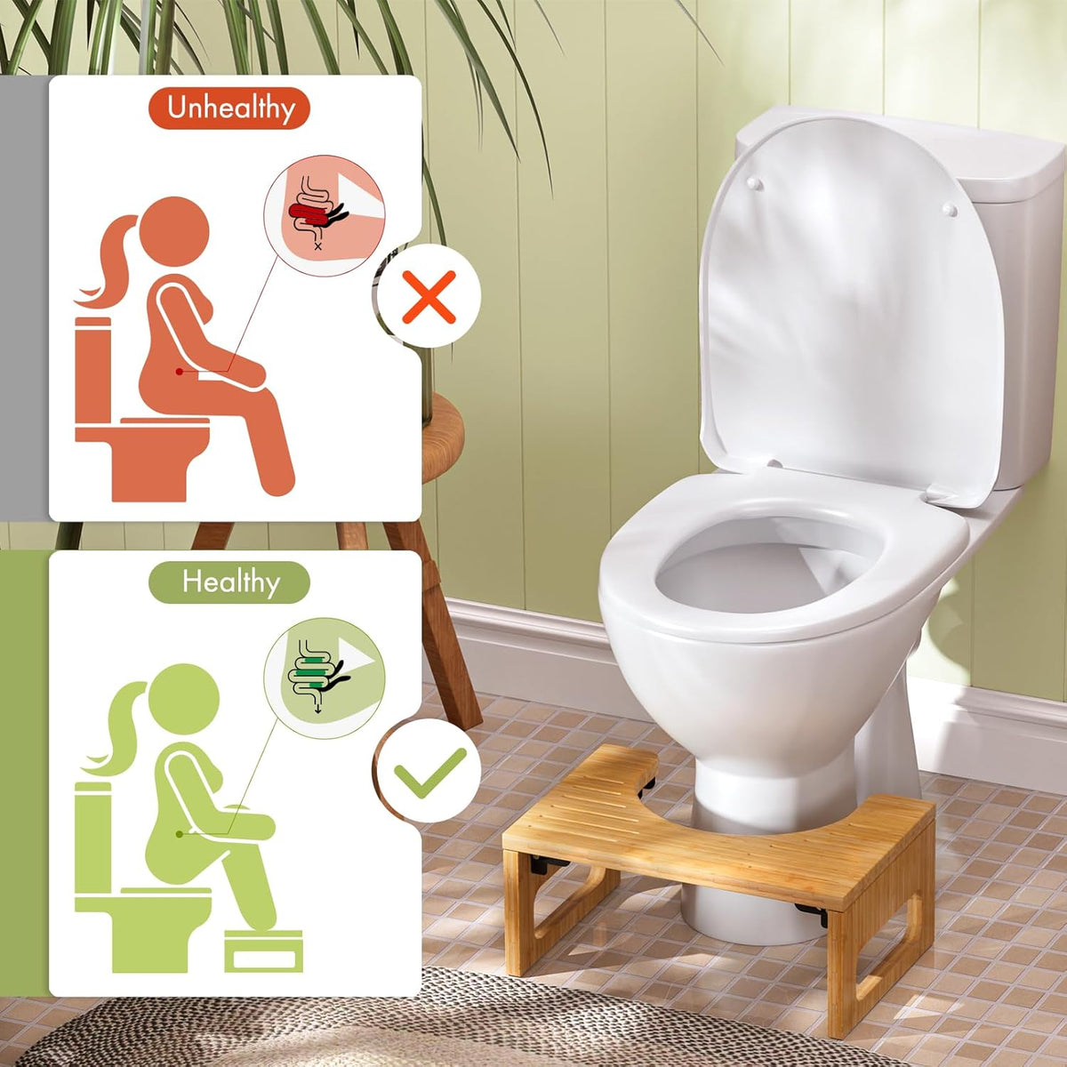 AmazerBath Foldable Stool for Toilet – Postpartum and Surgery Recovery Aid, Gentle on the Body Every Morning