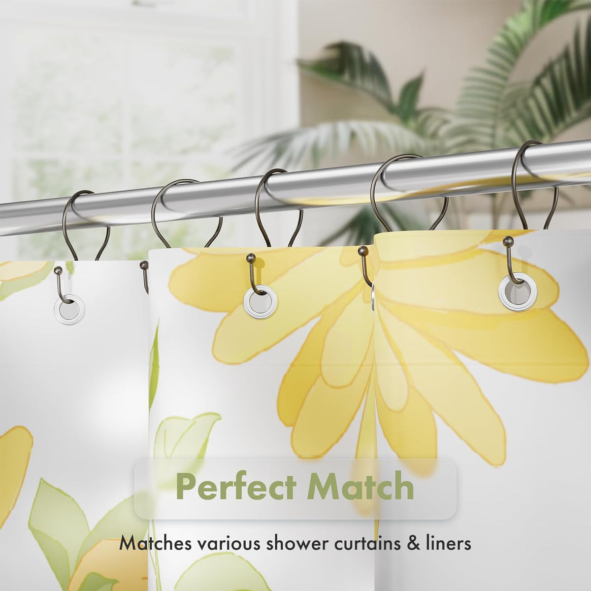 AmazerBath Matte Black Double Shower Curtain Hooks – Refined Bathroom Finish for Luxury Master Suites, 12 Pcs