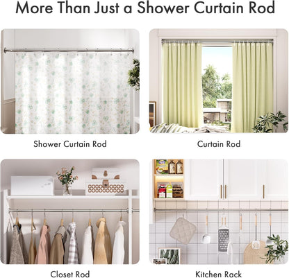 AmazerBath Nickel Tension Curtain Rod – Clean Line Tension Mount for Restrained Apartment Bathrooms, Adjustable 31-75 in