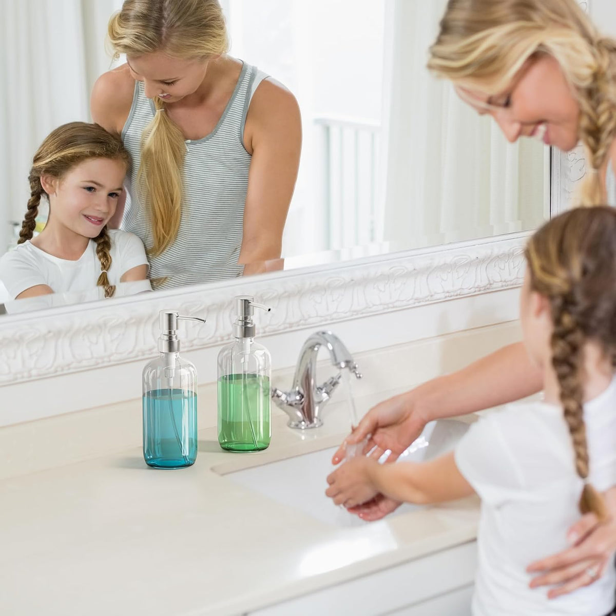AmazerBath Stainless Steel Pump Soap Dispenser Set – Holiday Birthday Gift for Mom and Her Updated Kitchen