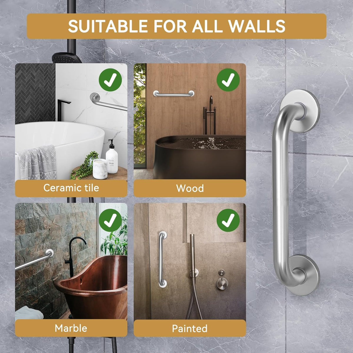 AmazerBath Walk-In Shower Handrail – Confidence-Boosting Support for Personal Hygiene