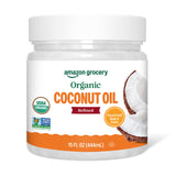 Amazon Grocery, Organic Refined Coconut Oil, 15 Fl Oz – Fast DIY Beauty Base for Homemade Lotion and Skincare