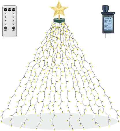 aneeway Warm White Star Fairy Lights – Understated Seasonal Glow for Minimalist Shelves and Mantels, 410 LED