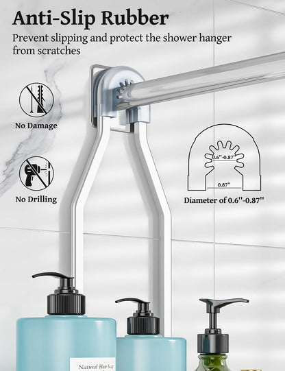 anti-slip rubber circle on top plus 1 suction cup and 2 adhesive wall fixers