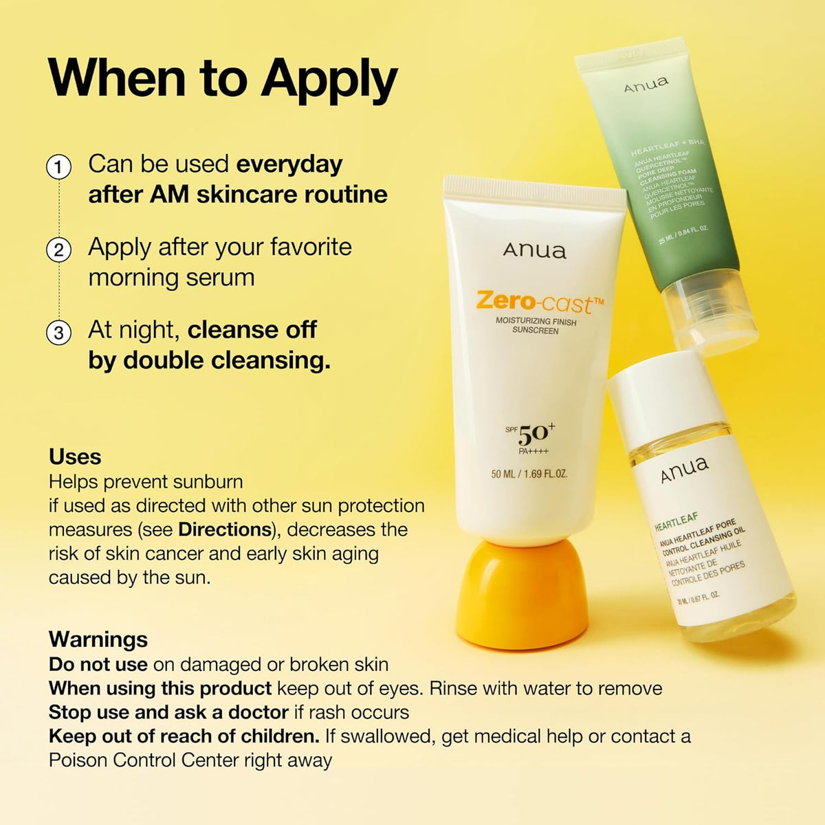 Anua Zero-Cast Moisturizing Sunscreen SPF 50 – Broad-Spectrum SPF for Beach Days and Pool Lounging