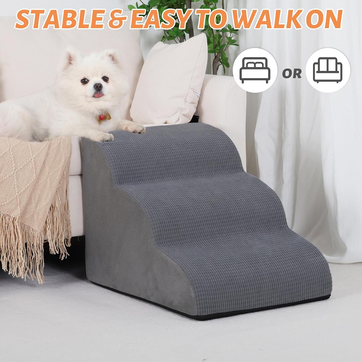 Aodisman Pet Stairs for Bedroom – Lightweight Foam Steps Safe Around Toddlers and Puppies