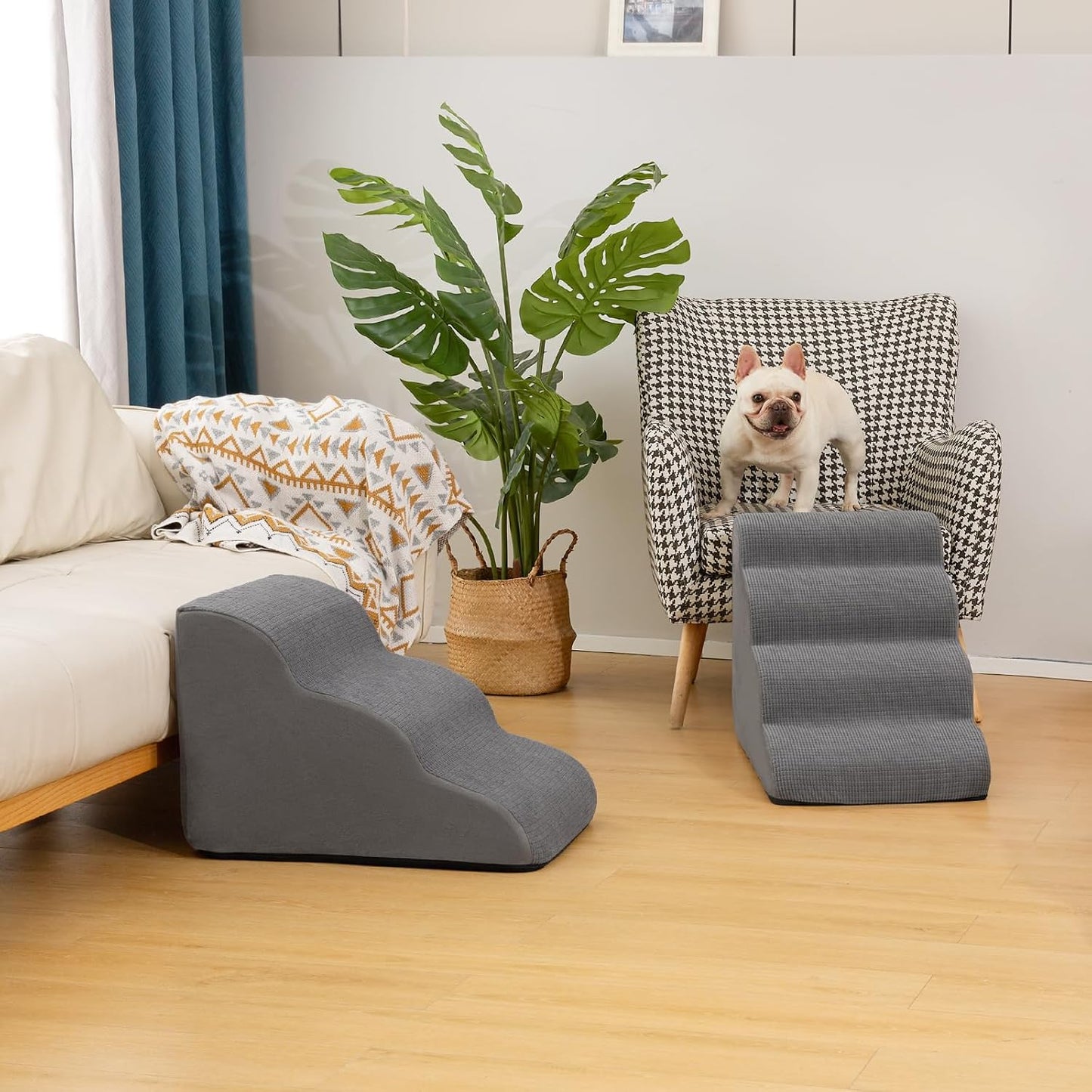 Aodisman Pet Stairs for Bedroom – Lightweight Foam Steps Safe Around Toddlers and Puppies