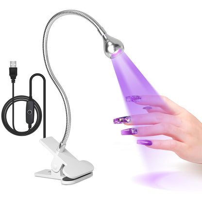 AORAEM U V Nail Lamp,Sliver 3W U V Light for Nails 35NM U V Gel X Nail Lamp with Gooseneck and Clamp for Gel Nail (AA-Silver)