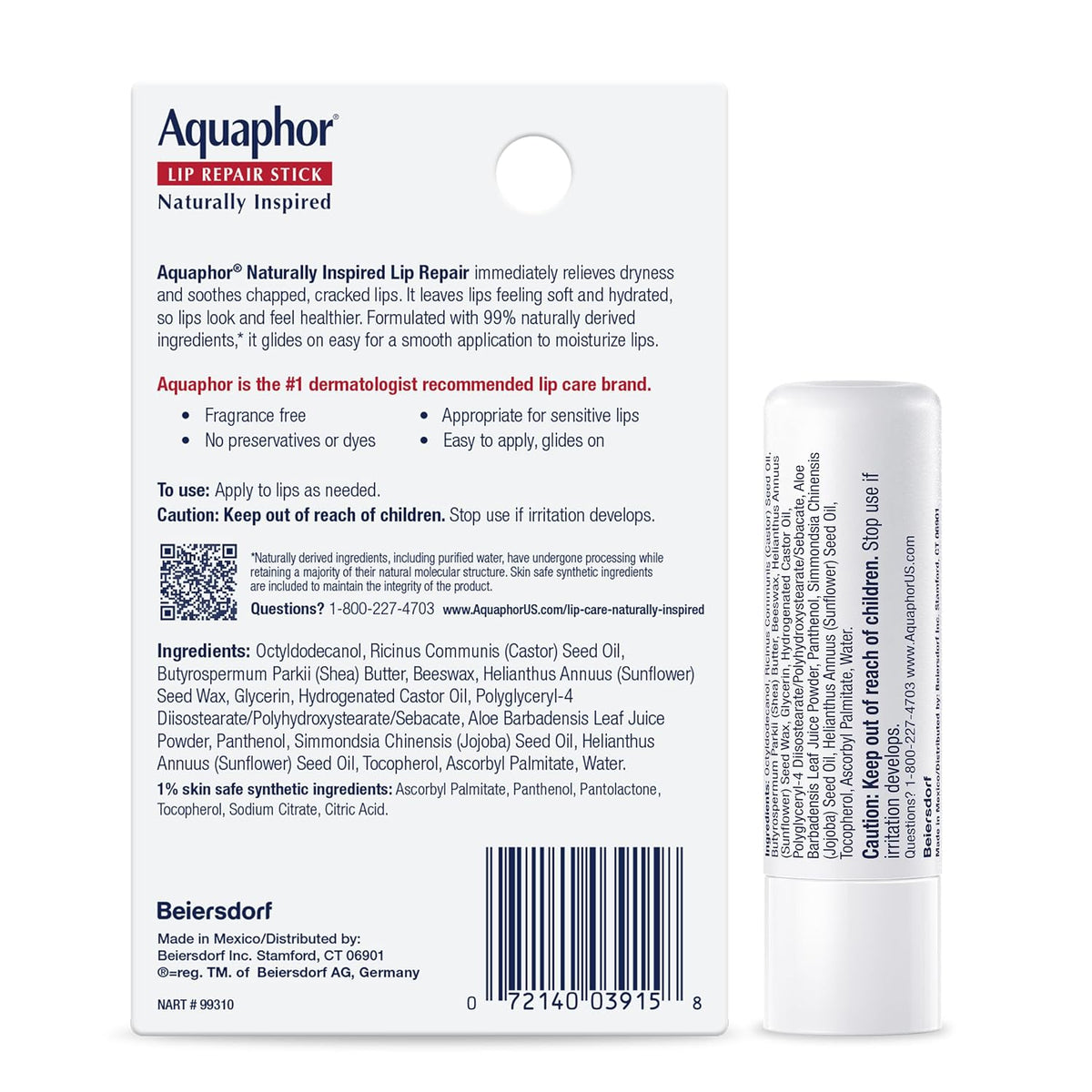 Aquaphor Lip Repair Stick, Aloe and Shea – Rugged Trail-Ready Lip Care for Runners and Backpackers