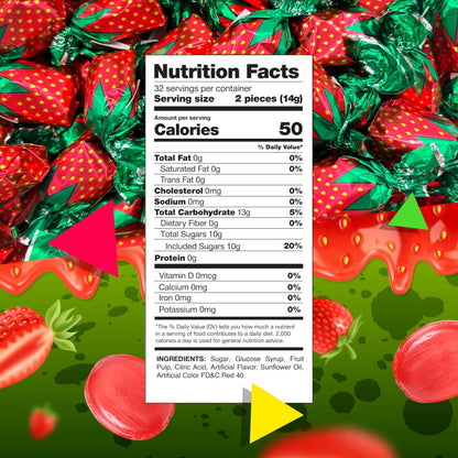 Arcor Strawberry Bon Bons Individually Wrapped Hard Candy – Office Candy Dish and Reception Desk Treat, 1 Lb Bag for Workplace Sharing