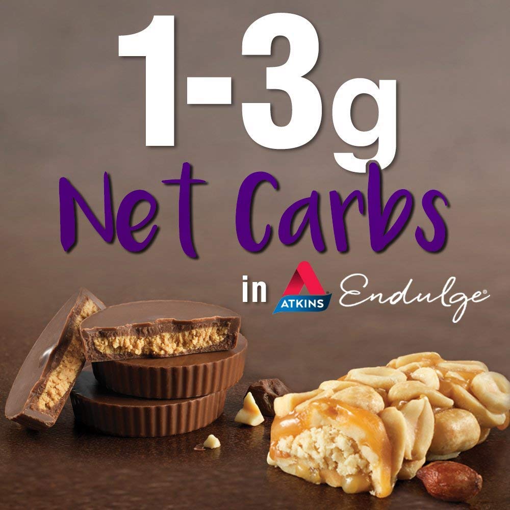 Atkins Endulge Caramel Nut Chew Bar – Family Pantry Dessert Bar for Parent-Approved Lunchboxes, 10 Count