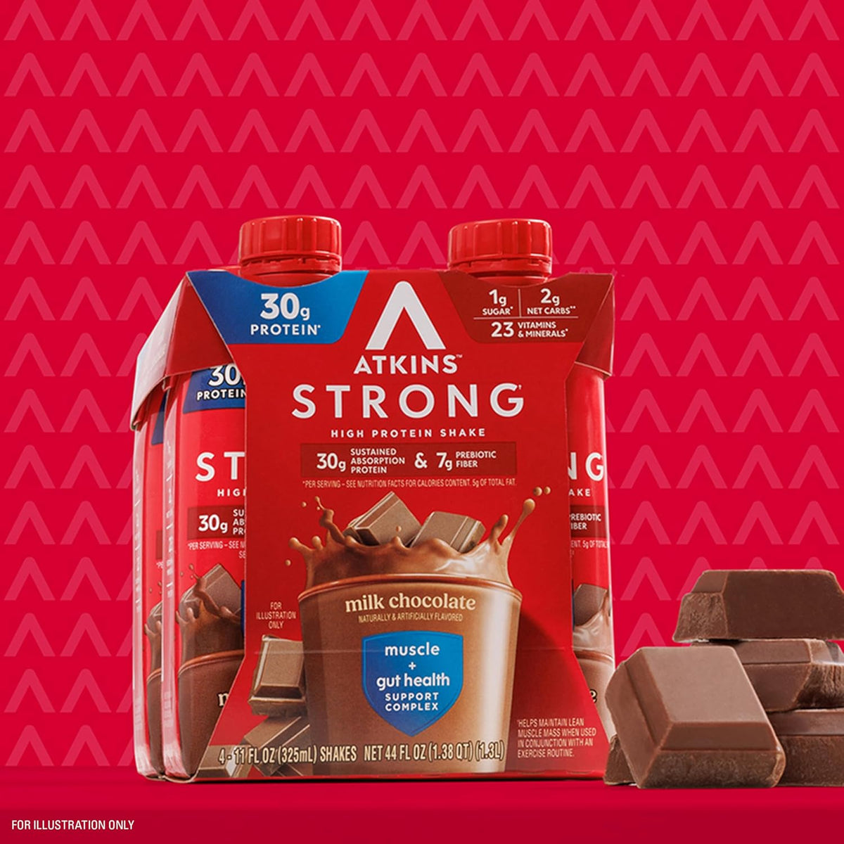 Atkins Strong High Protein Shake – Post-Workout Recovery for the Trail and Gym, 7g Prebiotic Fiber