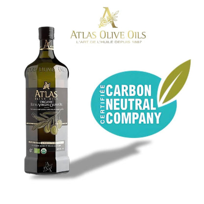 Atlas Organic Extra Virgin Olive Oil – Neutral-Toned Glass Bottle EVOO for Modern, Less-Is-More Home Cooking Spaces