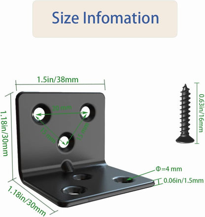Aufuga Black Steel L Bracket for Child-Safe Wall-Mounted Shelving Around the House