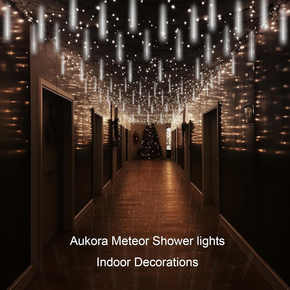 Aukora Meteor Shower LED Falling Lights with 5 Meter Extension for Deck, Gazebo, and Outdoor Living Areas