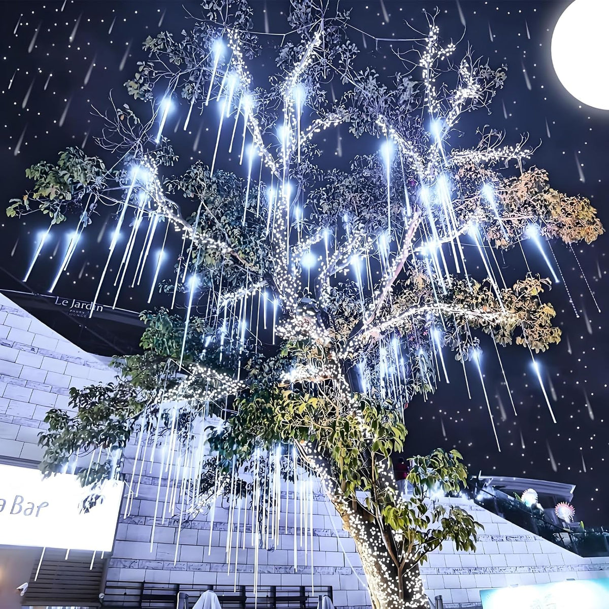 Aukora Meteor Shower LED Falling Lights with 5 Meter Extension for Deck, Gazebo, and Outdoor Living Areas
