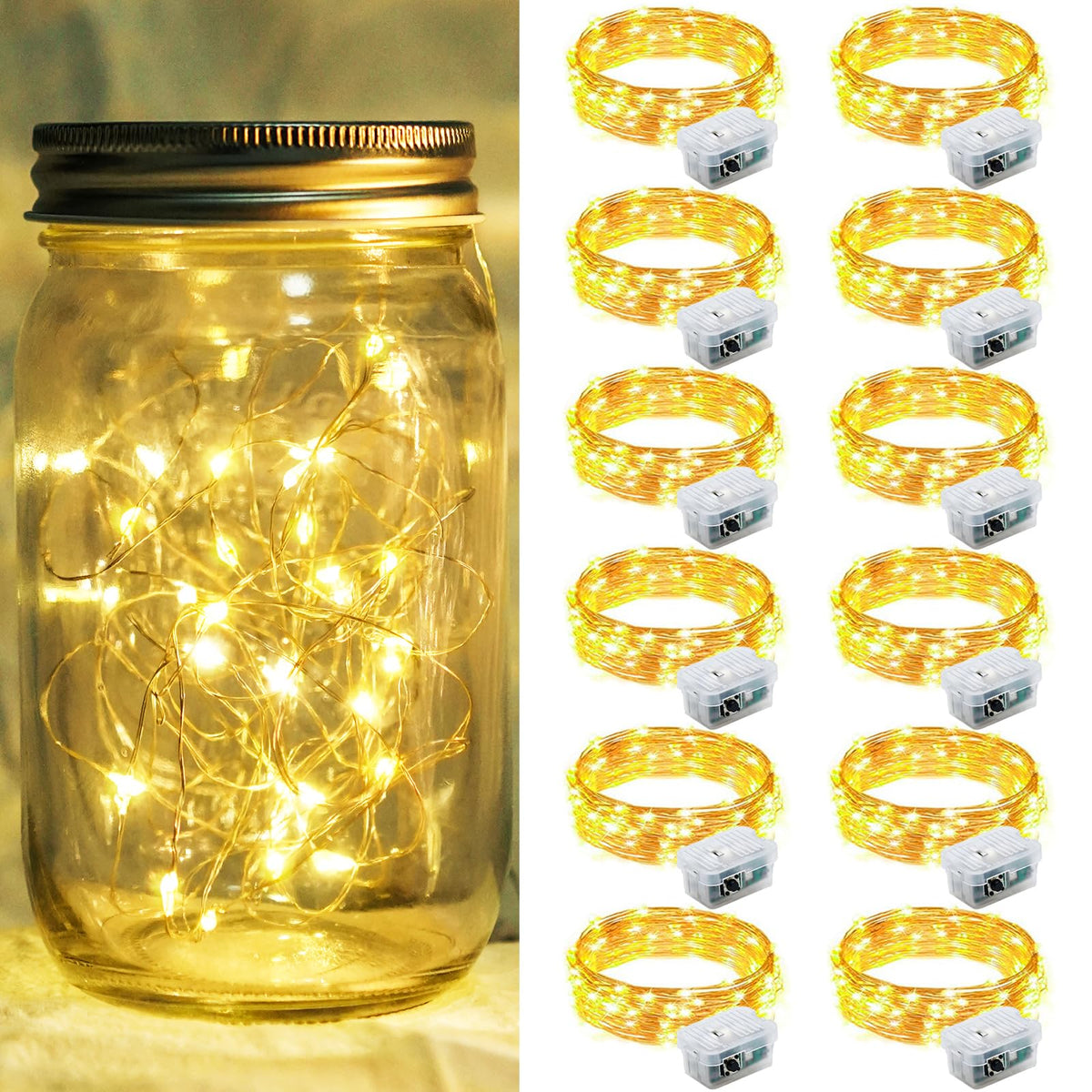 Aurora Glow Firefly String Lights Battery Powered LED for Sleep Friendly Ambient Lighting and Allergy Conscious Homes
