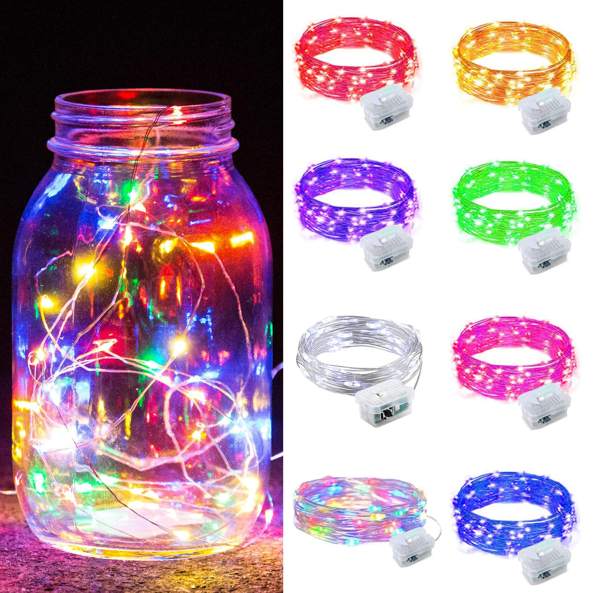 Aurora Glow Firefly String Lights Battery Powered LED for Sleep Friendly Ambient Lighting and Allergy Conscious Homes