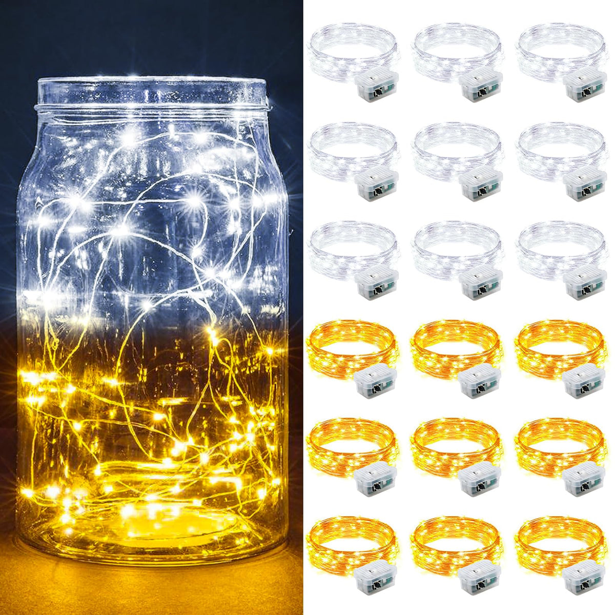 Aurora Glow Firefly String Lights Battery Powered LED for Sleep Friendly Ambient Lighting and Allergy Conscious Homes