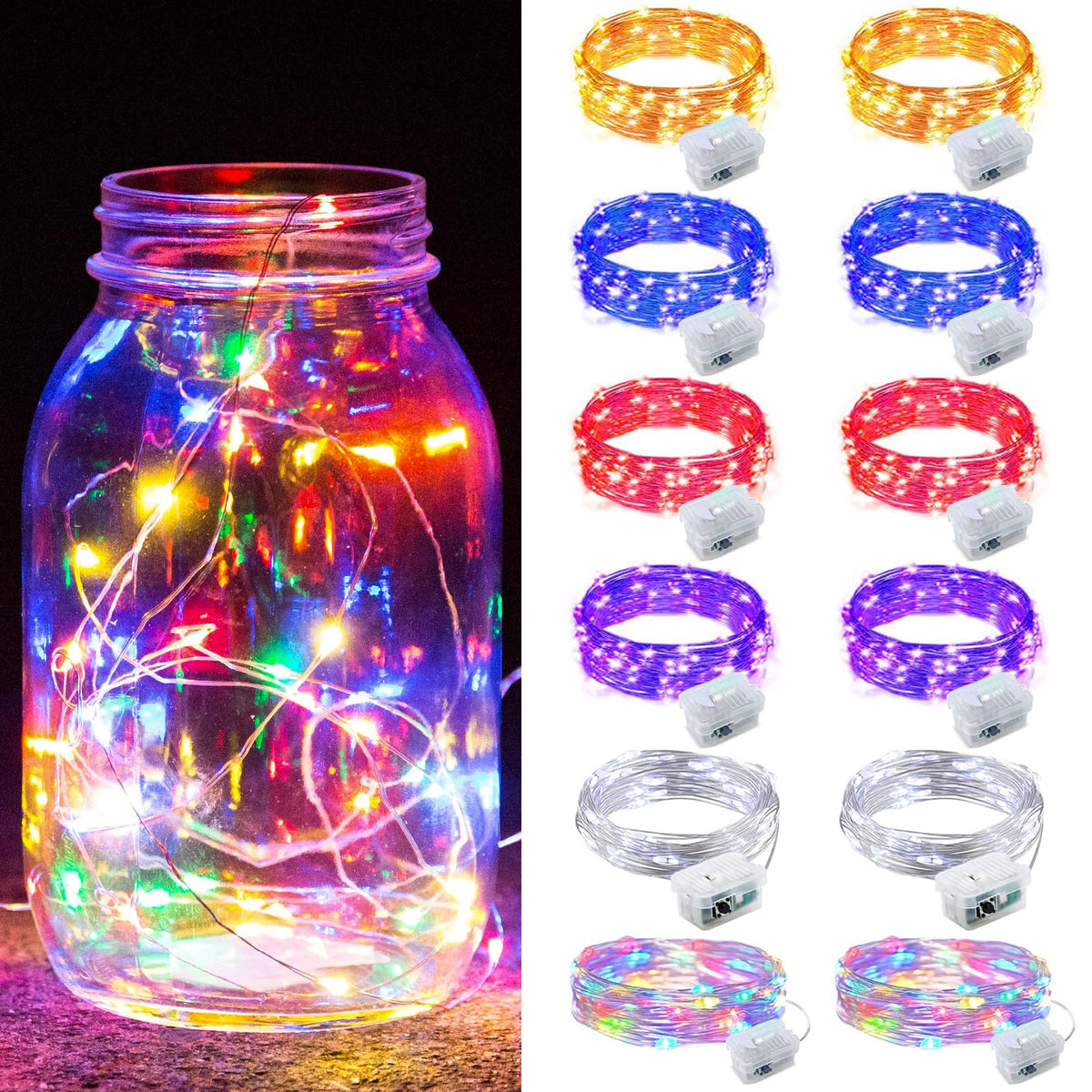 Aurora Glow Firefly String Lights Battery Powered LED for Sleep Friendly Ambient Lighting and Allergy Conscious Homes