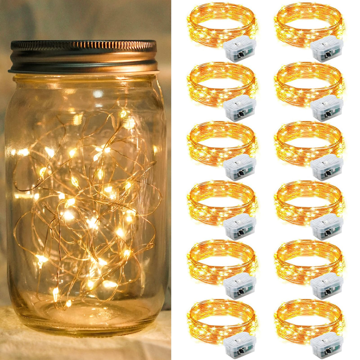 Aurora Glow Firefly String Lights Battery Powered LED for Sleep Friendly Ambient Lighting and Allergy Conscious Homes