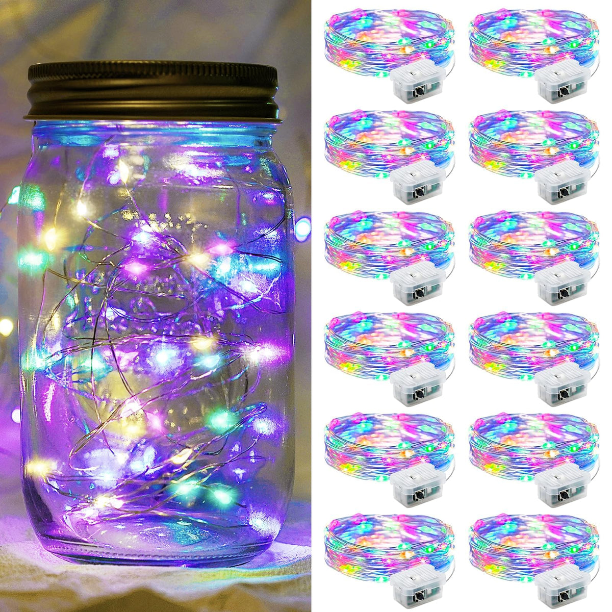 Aurora Glow Firefly String Lights Battery Powered LED for Sleep Friendly Ambient Lighting and Allergy Conscious Homes