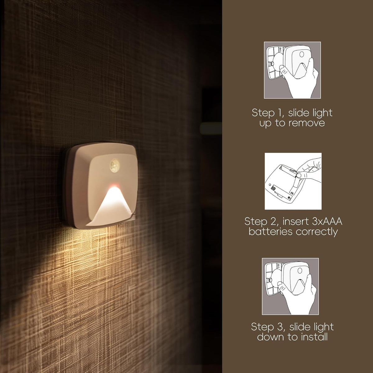 Aurora Glow LED Night Lights – Cordless, Tool-Free Lighting for a Calm Minimalist Interior