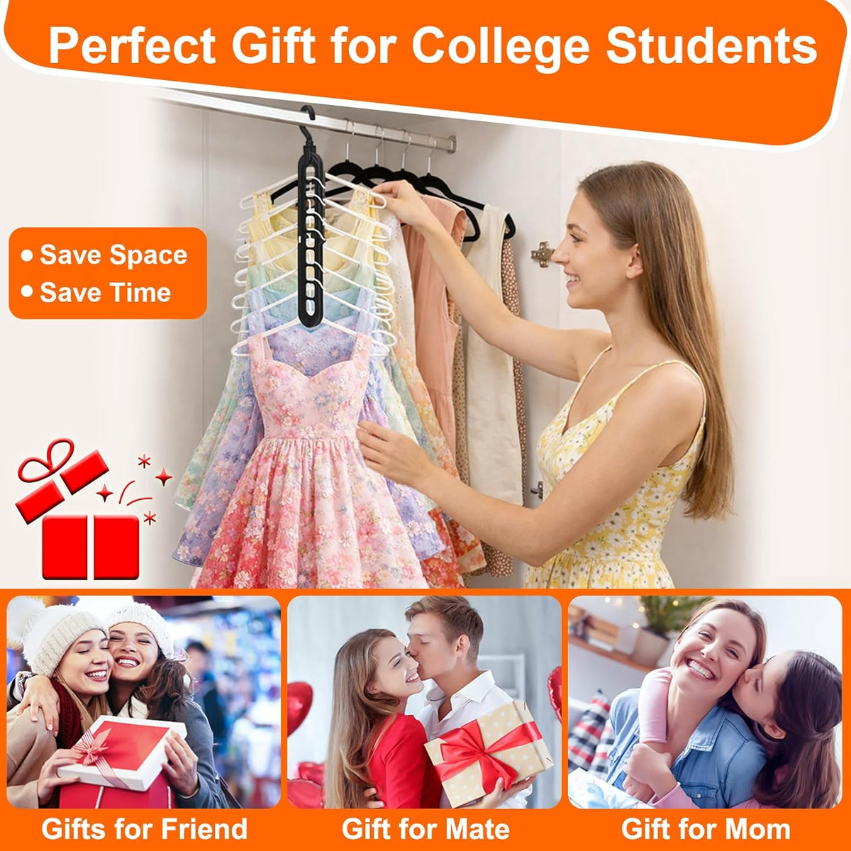 Aurora Living Rotating Closet Hangers – Study-Ready Wardrobe System for College Students Juggling Classes