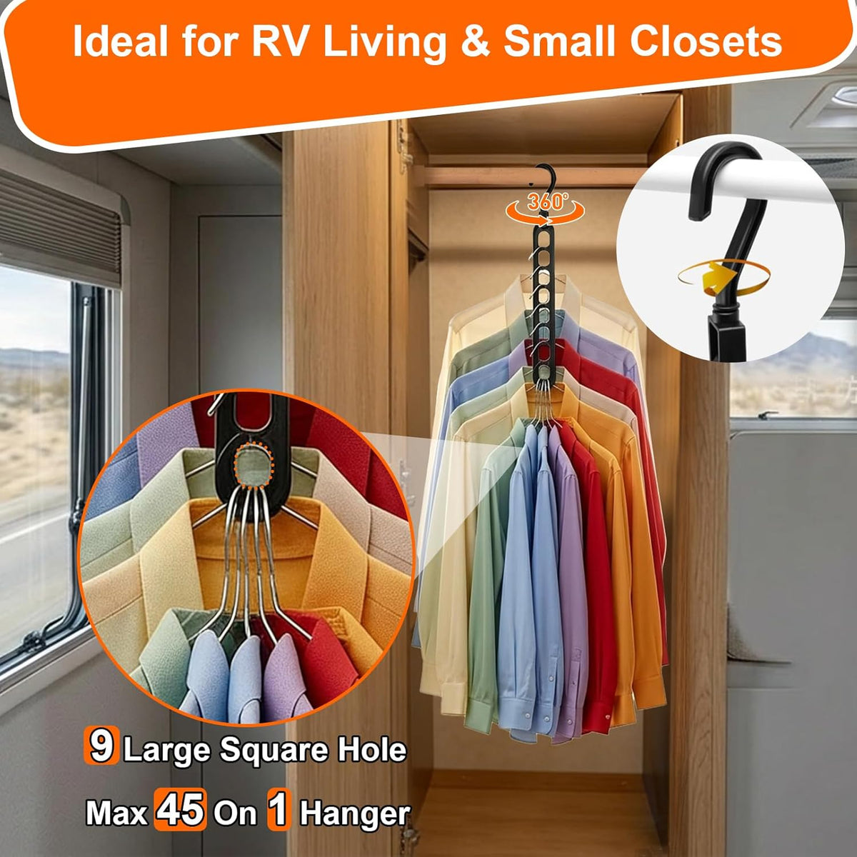 Aurora Living Rotating Closet Hangers – Study-Ready Wardrobe System for College Students Juggling Classes