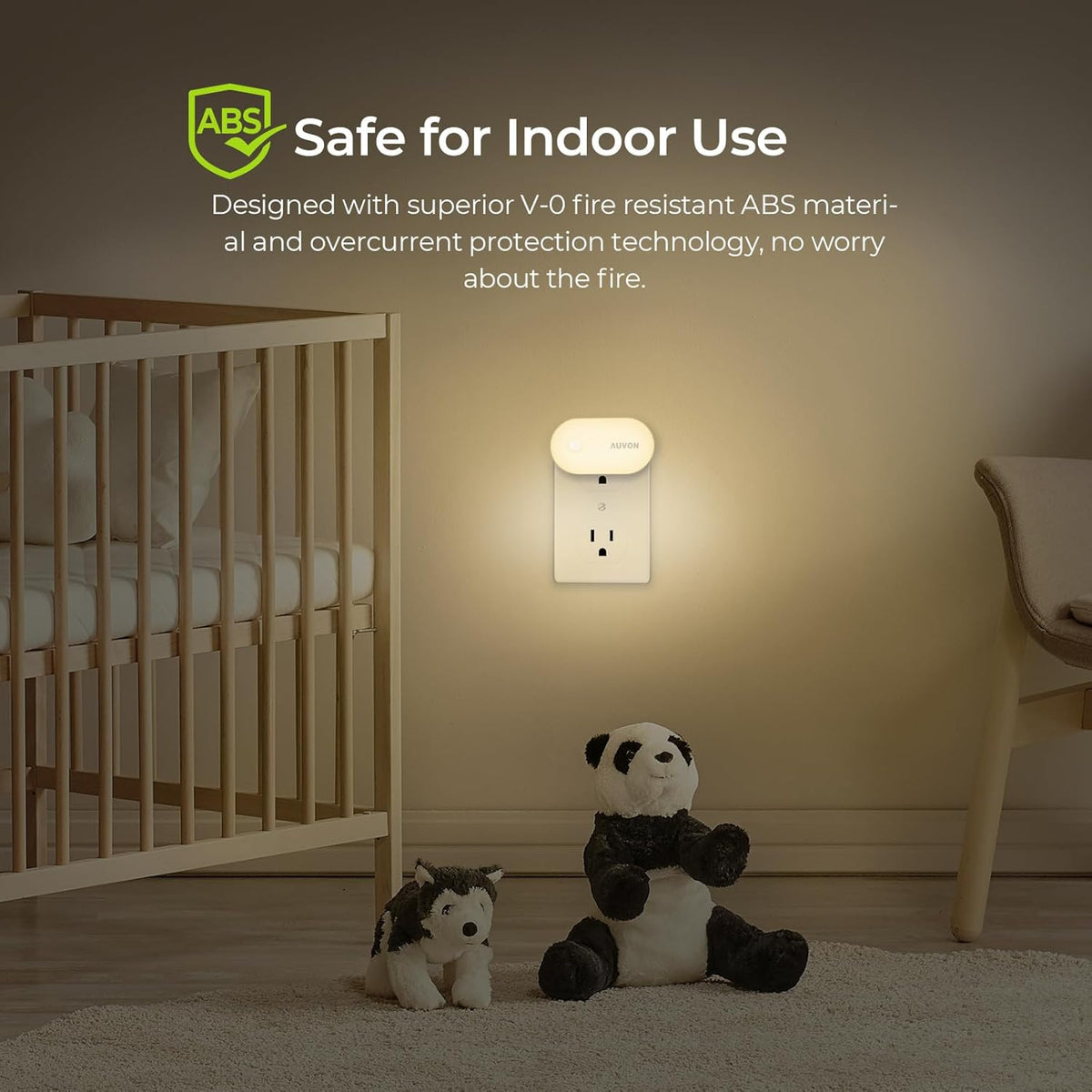 AUVON Smart LED Night Light 4 Pack – Touch Dim PIR Motion Light with V-0 Fireproof Casing for Hallway, Toilet and Whole Home Safety