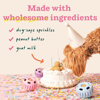 available in beef, chicken, and birthday flavors across small, large, and x-large sizes