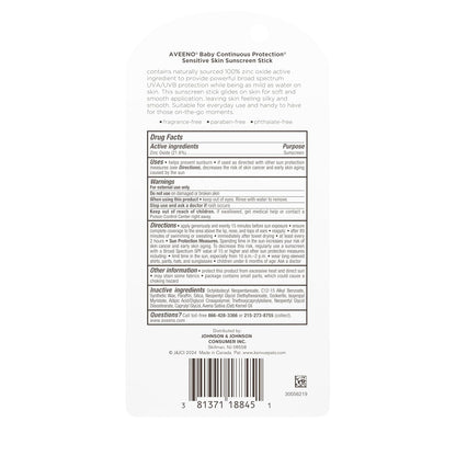 Aveeno Baby Continuous Protection Mineral Sunscreen Stick – Chemical-Free Mineral SPF 50 Safe for Delicate Skin, Reef-Friendly for Cautious Caregivers