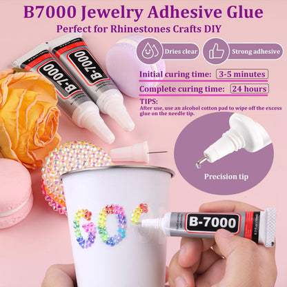 b7000 clear-drying adhesive with precision needle applicator (3-5 min initial cure, 24 hr full cure)