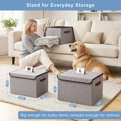 Bagnizer Foldable Storage Basket with Lid – Soft Fabric Organizer That Matches Modern Home Decor