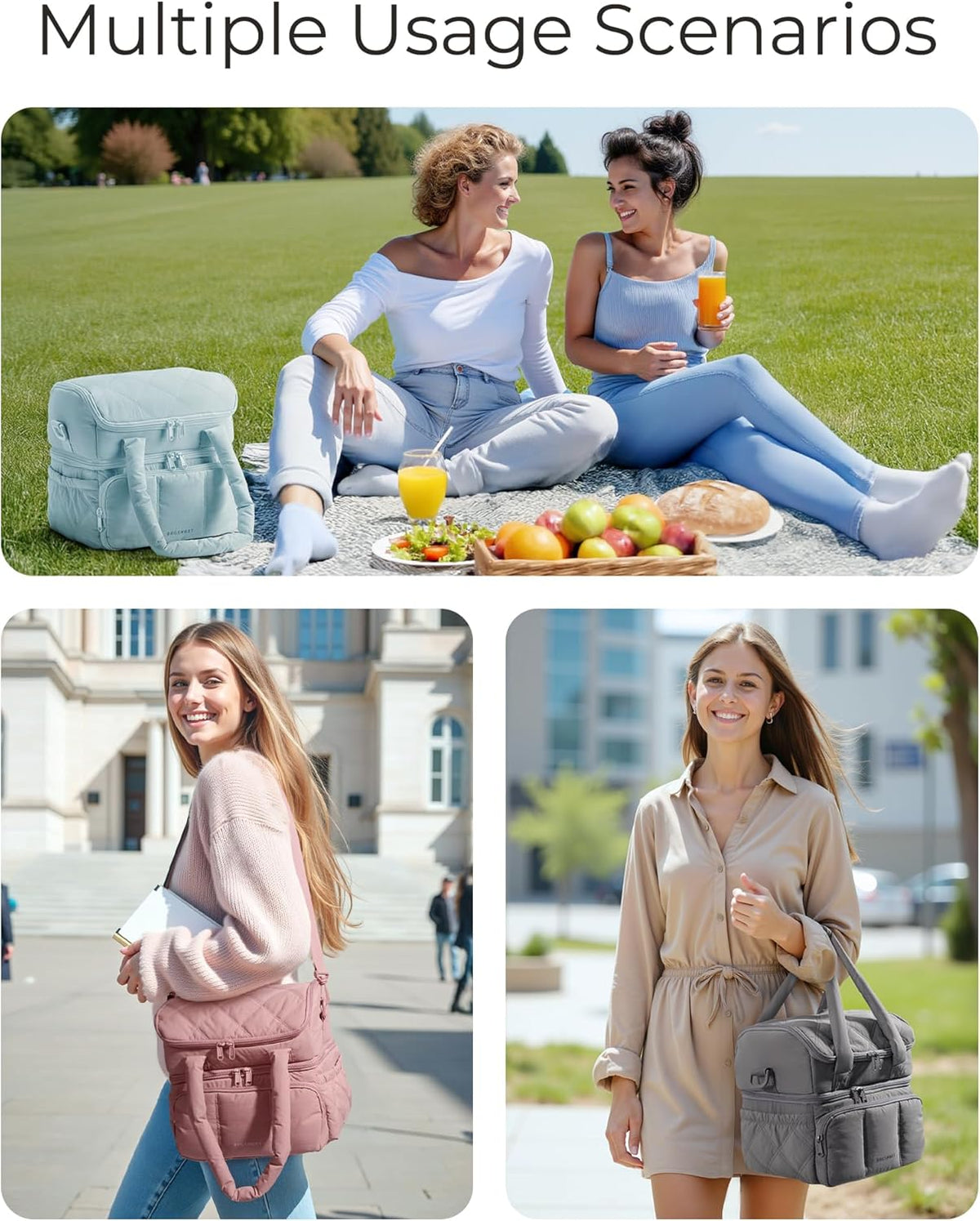 BAGSMART Insulated Lunch Box – Work Day Cooler Tote for Home Office Lunches and On Site Client Visits