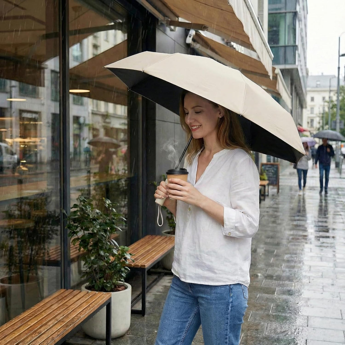 BAODINI Clean Design Umbrella for Less-Is-More Commuters, 12 oz Lightweight Windproof Folding Canopy