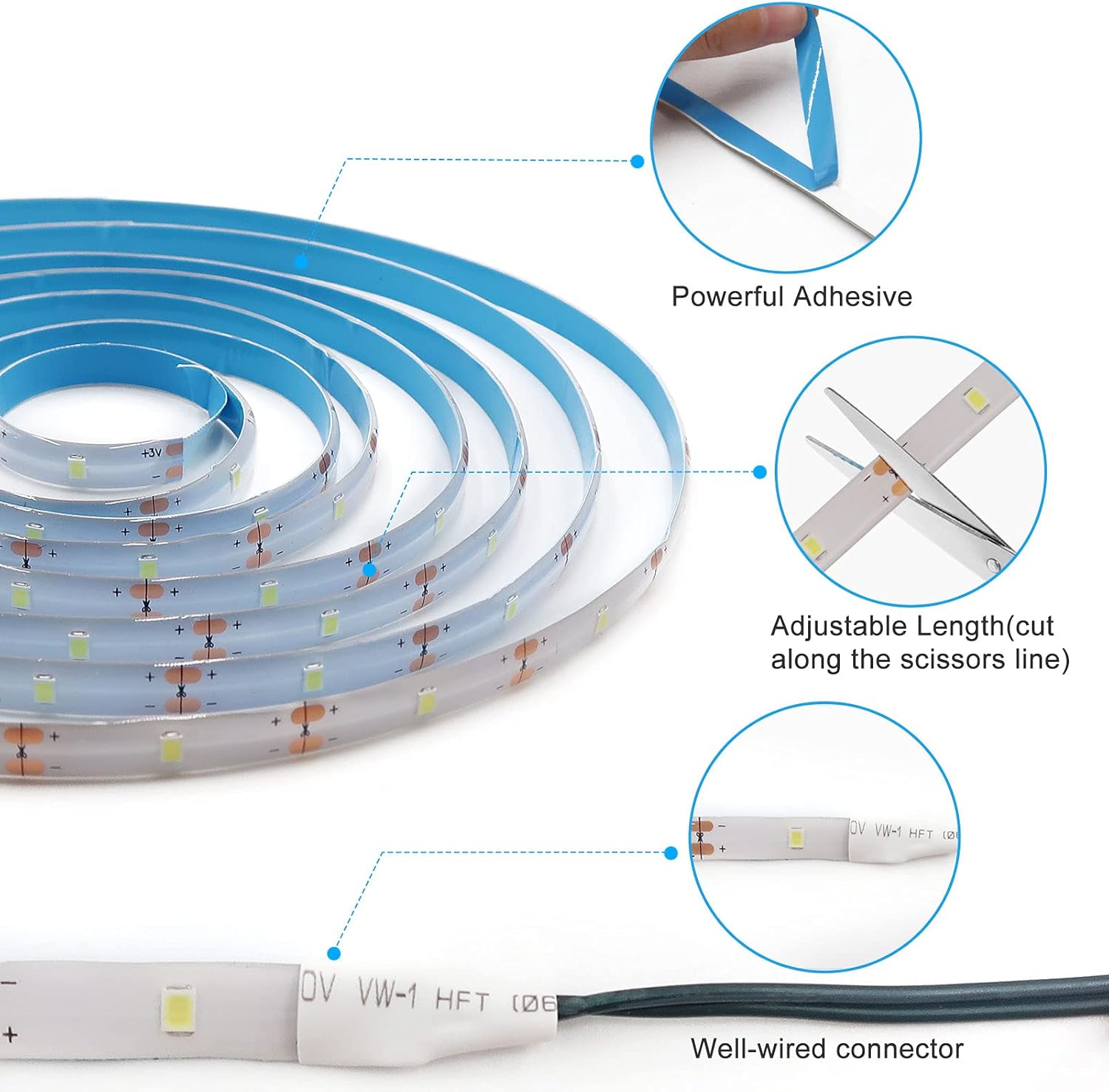 Battery Operated LED Strip Lights Waterproof Flexible 9.8ft for Campsite Patio and Outdoor Dining