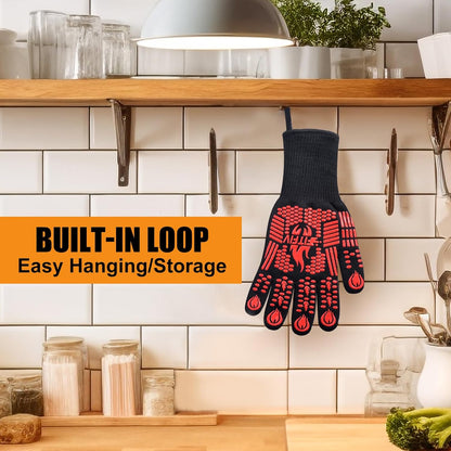 BBQ Gloves 1472°F Heat Resistant – Practical Birthday Gift for Grilling Enthusiasts