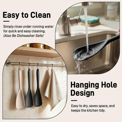 Bechef Neutral Silicone Cooking Spoon Set – Intentional Kitchen Essentials for Dorm and RV Living, Less Is More