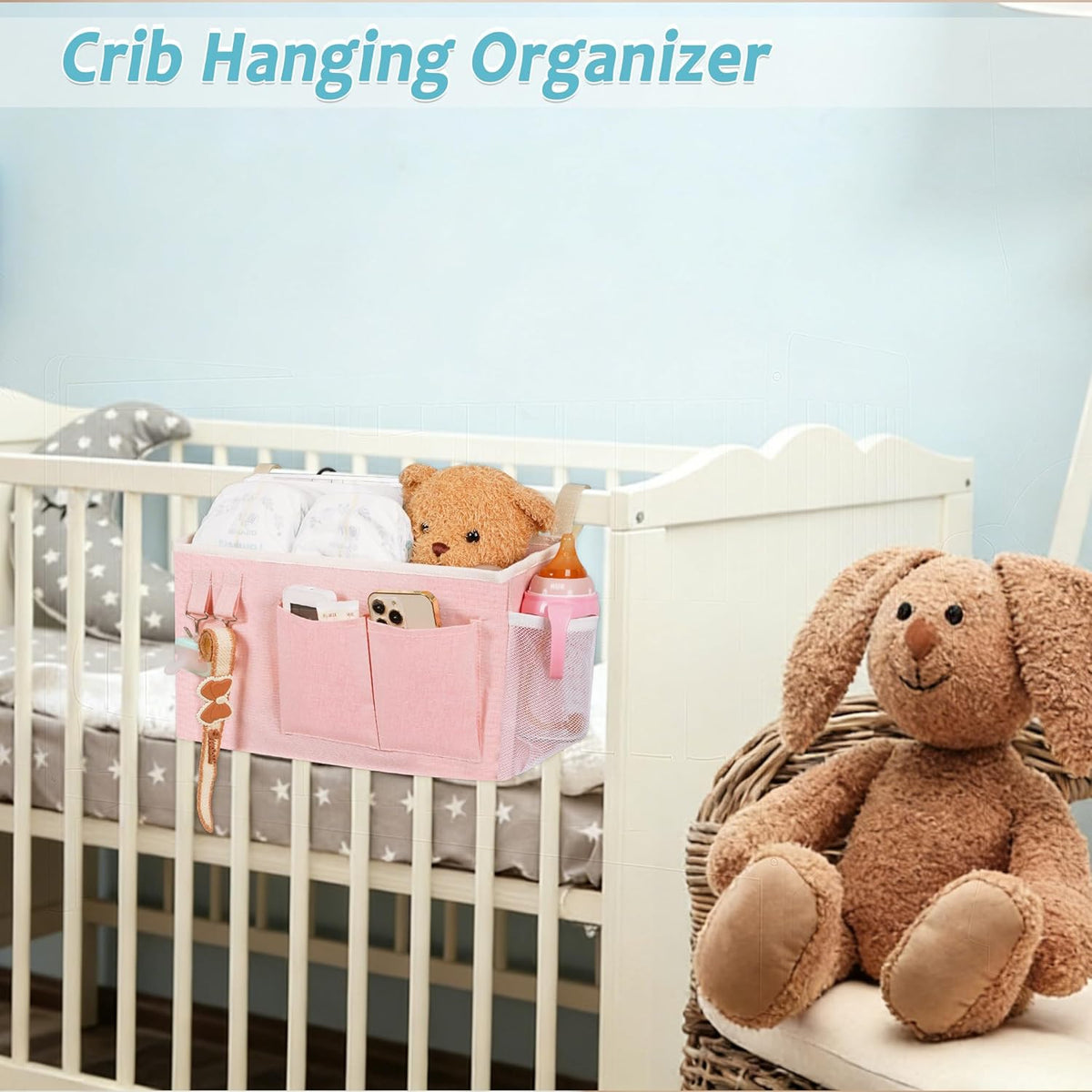 Bedside Hanging Organizer – Crib-Side and Bunk-Side Storage for Children's Essentials