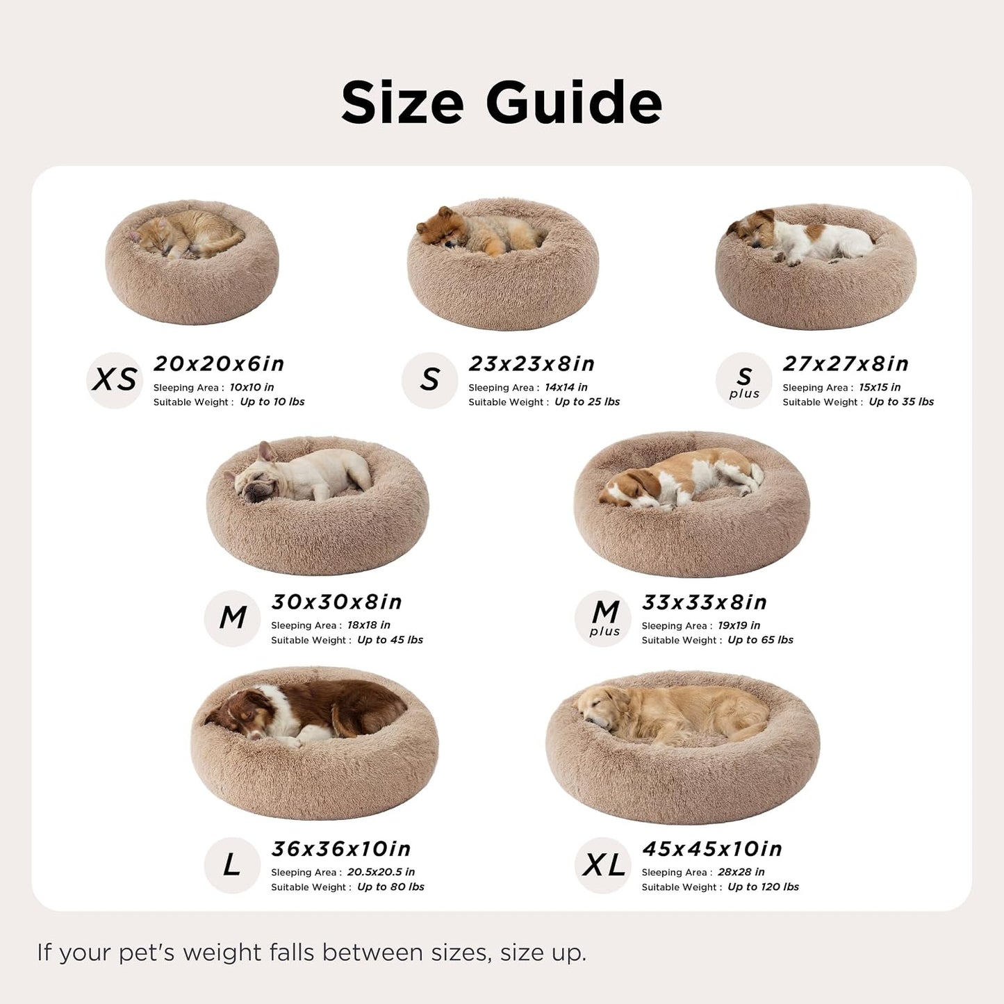 Bedsure Plush Donut Dog and Cat Bed – Certified Safe Round Pet Bed with Stable Non-Slip Bottom, 30 inch Washable Bed