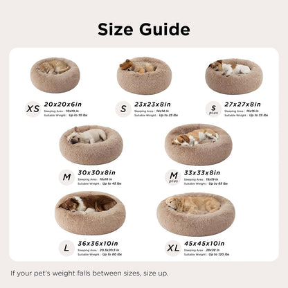 Bedsure Plush Donut Dog and Cat Bed – Certified Safe Round Pet Bed with Stable Non-Slip Bottom, 30 inch Washable Bed