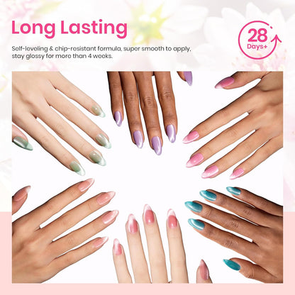 Beetles Pastel Cat Eye Gel Polish Collection – Mother's Day Gift Set for Mom, DIY Salon Nail Art with Magnetic Tool