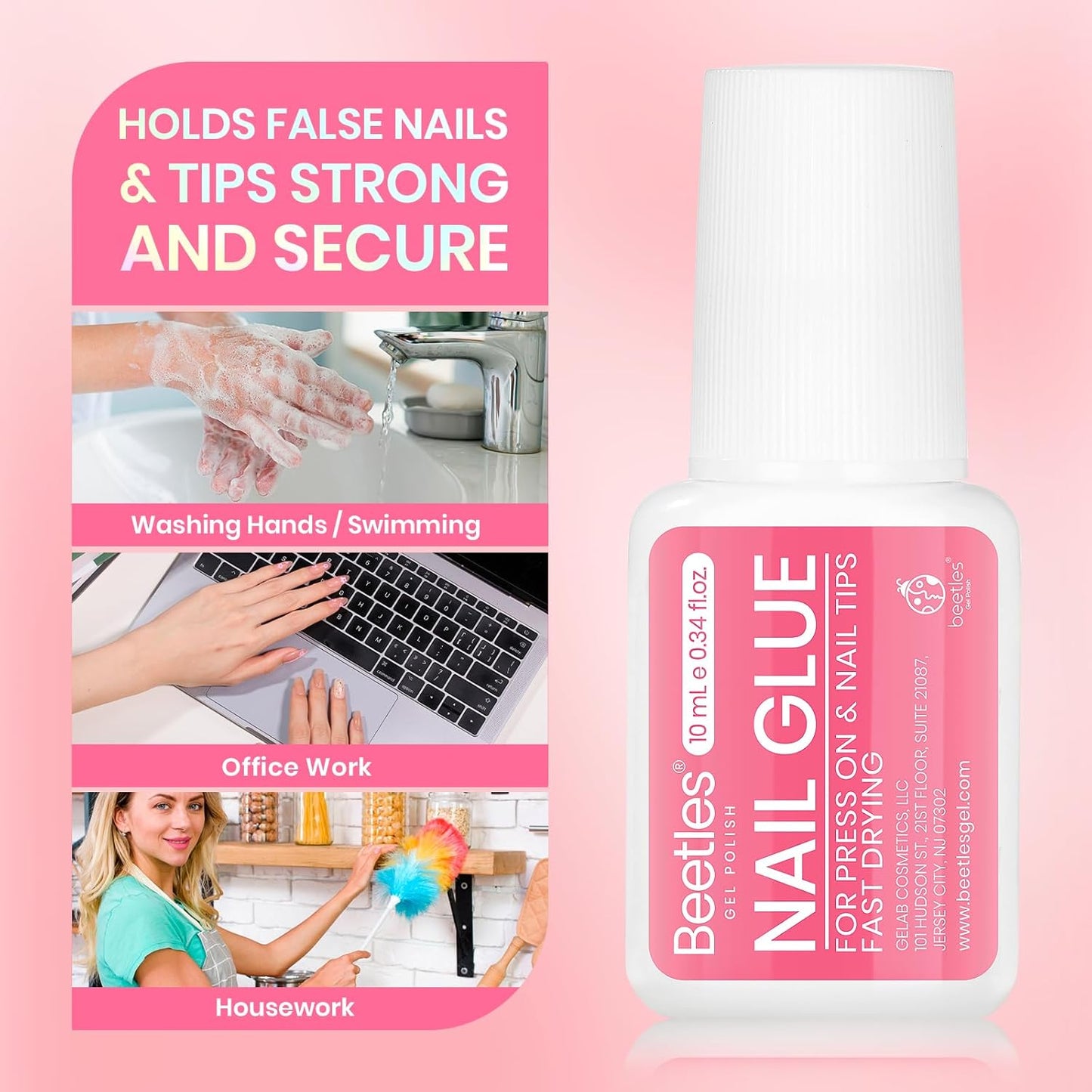 Beetles Super Strong Nail Glue – Skin-Friendly Brush-On Bond for Press-On Beginners and Sensitive Users