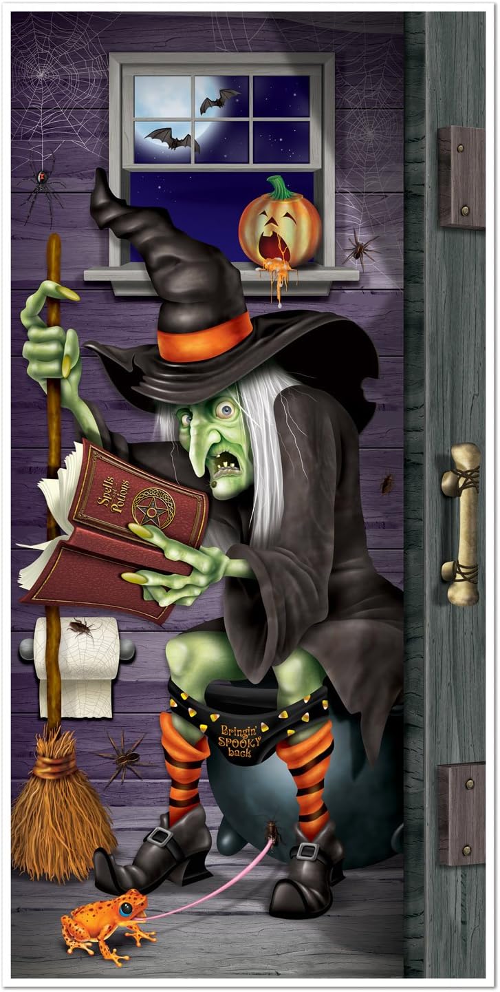 Beistle Skeleton Restroom Door Cover Party Accessory for Outdoor Party Venue Restroom Wayfinding