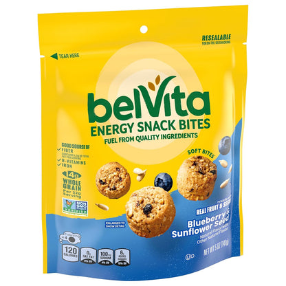 belVita Blueberry Sunflower Soft-Baked Bites – After-School Snack for Hungry Kids